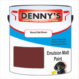 Denny's Emulsion Paint For Ceilings Colour- Biscuit Oak Brown - Matte Low-Splatter Stain-Hide Bright
