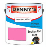 Denny's Emulsion Paint For Ceilings Colour- Cameo Cherry Soft Pink - Matte Low-Splatter Stain-Hide Bright