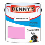 Denny's Emulsion Paint For Ceilings Colour- Ballet Dusky Petal Pink - Matte Low-Splatter Stain-Hide Bright