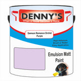 Denny's Emulsion Paint For Ceilings Colour- Damson Romance Orchid Purple - Matte Low-Splatter Stain-Hide Bright