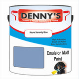 Denny's Emulsion Paint For Ceilings Colour- Azure Serenity Blue - Matte Low-Splatter Stain-Hide Bright