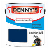 Denny's Emulsion Paint For Ceilings Colour- Shoreline Mist Lagoon Blue - Matte Low-Splatter Stain-Hide Bright