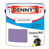 Denny's Emulsion Paint For Ceilings Colour- Serenity Harbour Blue - Matte Low-Splatter Stain-Hide Bright