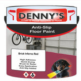 Denny's Floor Paint For Grip Coating Colour- Brick Inferno Red - Anti-Slip Hardwearing Safe