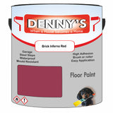 Denny's Floor Paint For Commercial Areas Colour- Brick Inferno Red - High-Traffic Anti-Slip Hardwearing