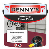 Denny's Floor Paint For Grip Coating Colour- Brick Overdrive Red - Anti-Slip Hardwearing Safe