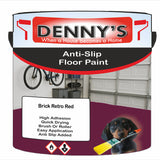 Denny's Floor Paint For Grip Coating Colour- Brick Retro Red - Anti-Slip Hardwearing Safe