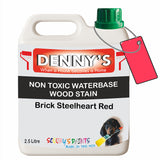 Denny's Stain Paint For Sheds Colour- Brick Steelheart Red - Weatherproof Uv-Safe Nourish