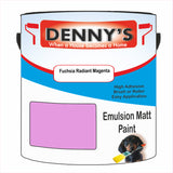 Denny's Emulsion Paint For Ceilings Colour- Fuchsia Radiant Magenta - Matte Low-Splatter Stain-Hide Bright