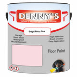 Denny's Floor Paint For Garages Colour- Bright Retro Pink - Oilproof Tyre-Tough Hardwearing
