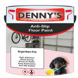 Denny's Floor Paint For Grip Coating Colour- Bright Retro Pink - Anti-Slip Hardwearing Safe
