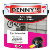 Denny's Floor Paint For Grip Coating Colour- Bright Workshop Pink - Anti-Slip Hardwearing Safe
