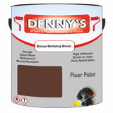 Denny's Floor Paint For Commercial Areas Colour- Bronze Workshop Brown - High-Traffic Anti-Slip Hardwearing