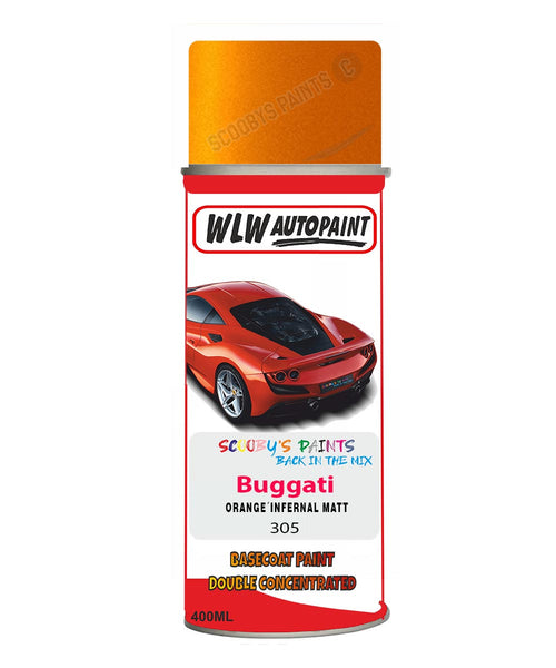 Bugatti ORANGE´INFERNAL MATT Aerosol Spray Paint Code 305 Basecoat Spray Paint