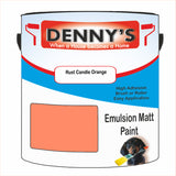 Denny's Emulsion Paint For Walls Colour- Rust Candle Orange - Matte Wipe-Clean Durable Coverage