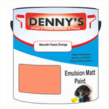 Denny's Emulsion Paint For Ceilings Colour- Warmth Flame Orange - Matte Low-Splatter Stain-Hide Bright
