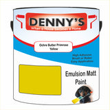 Denny's Emulsion Paint For Walls Colour- Ochre Butter Primrose Yellow - Matte Wipe-Clean Durable Coverage