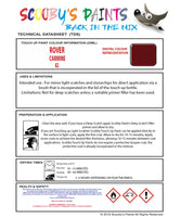 Triumph Dolomite 82 Vintage Classic Car Paint for restoration Red Original Cellulose Paint used, Perfect Mix for CARMINE