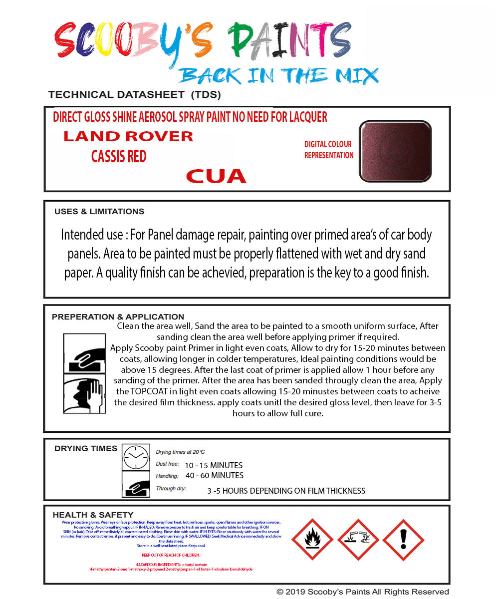 Mixed Paint For Land Rover Range Rover, Cassis Red, Code: Cua, Red ...