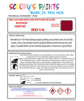 ROVER CHARIOT RED Spray or Brush Paint For Classic ROVER Model A60 Cambridge Restore my Old ROVER