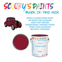 Triumph TR4 RD04 Vintage Classic Car Paint for restoration Red Original Cellulose Paint used, Perfect Mix for CHERRY RED