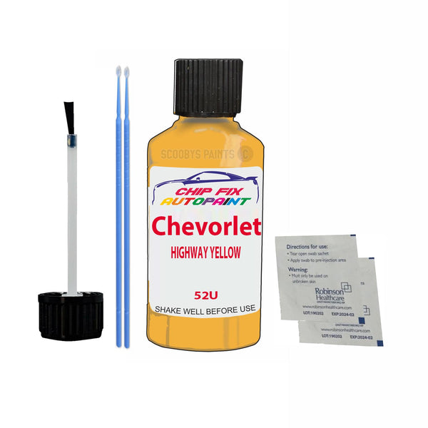 Chevrolet Aveo Highway Yellow Touch Up Paint Code 52U Scratcth Repair Paint