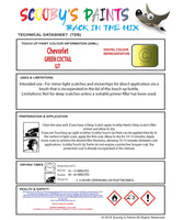 Instructions for use Chevrolet Spark Touch Up Paint