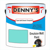 Denny's Emulsion Paint For Ceilings Colour- Calm Soft Classic Turquoise - Matte Low-Splatter Stain-Hide Bright