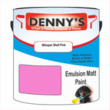 Denny's Emulsion Paint For Ceilings Colour- Whisper Shell Pink - Matte Low-Splatter Stain-Hide Bright