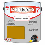 Denny's Floor Paint For Garages Colour- Camouflage Cargo Olive - Oilproof Tyre-Tough Hardwearing
