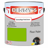 Denny's Floor Paint For Garages Colour- Camouflage Field Green - Oilproof Tyre-Tough Hardwearing
