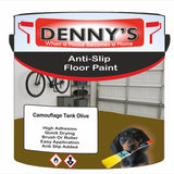 Denny's Floor Paint For Grip Coating Colour- Camouflage Tank Olive - Anti-Slip Hardwearing Safe