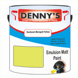 Denny's Emulsion Paint For Ceilings Colour- Sunbeam Marigold Yellow - Matte Low-Splatter Stain-Hide Bright