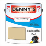 Denny's Emulsion Paint For Ceilings Colour- Chalk Sand Drift Beige - Matte Low-Splatter Stain-Hide Bright