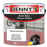 Denny's Floor Paint For Grip Coating Colour- Cardinal Scarlet Red - Anti-Slip Hardwearing Safe
