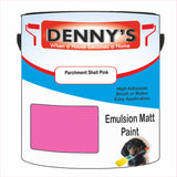 Denny's Emulsion Paint For Ceilings Colour- Parchment Shell Pink - Matte Low-Splatter Stain-Hide Bright