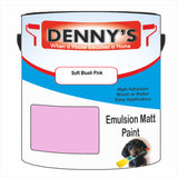 Denny's Emulsion Paint For Ceilings Colour- Soft Blush Pink - Matte Low-Splatter Stain-Hide Bright