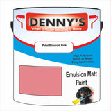 Denny's Emulsion Paint For Ceilings Colour- Petal Blossom Pink - Matte Low-Splatter Stain-Hide Bright