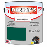Denny's Floor Paint For Garages Colour- Circuit Field Green - Oilproof Tyre-Tough Hardwearing