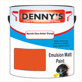Denny's Emulsion Paint For Ceilings Colour- Warmth Glow Amber Orange - Matte Low-Splatter Stain-Hide Bright