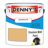 Denny's Emulsion Paint For Ceilings Colour- Earth Biscuit Tan - Matte Low-Splatter Stain-Hide Bright