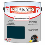 Denny's Floor Paint For Garages Colour- Compressor Blueprint Blue - Oilproof Tyre-Tough Hardwearing