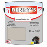 Denny's Floor Paint For Garages Colour- Concrete Titanium Grey - Oilproof Tyre-Tough Hardwearing