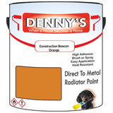 Denny's High Temp Paint For Pipes Colour- Construction Beacon Orange - Heatproof Corrosionguard Durable