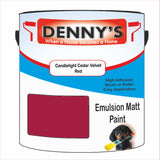 Denny's Emulsion Paint For Ceilings Colour- Candlelight Cedar Velvet Red - Matte Low-Splatter Stain-Hide Bright