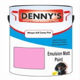 Denny's Emulsion Paint For Ceilings Colour- Whisper Soft Cameo Pink - Matte Low-Splatter Stain-Hide Bright