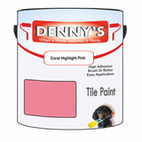 Denny's Tile Paint For Commercial Areas Colour- Coral Highlight Pink - High-Traffic Durable Easy-Clean