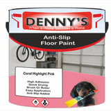 Denny's Floor Paint For Grip Coating Colour- Coral Highlight Pink - Anti-Slip Hardwearing Safe
