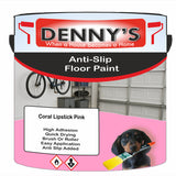 Denny's Floor Paint For Grip Coating Colour- Coral Lipstick Pink - Anti-Slip Hardwearing Safe