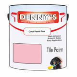 Denny's Tile Paint For Kitchen Tile Colour- Coral Pastel Pink - Wipe-Clean Grease-Resistant Refresh